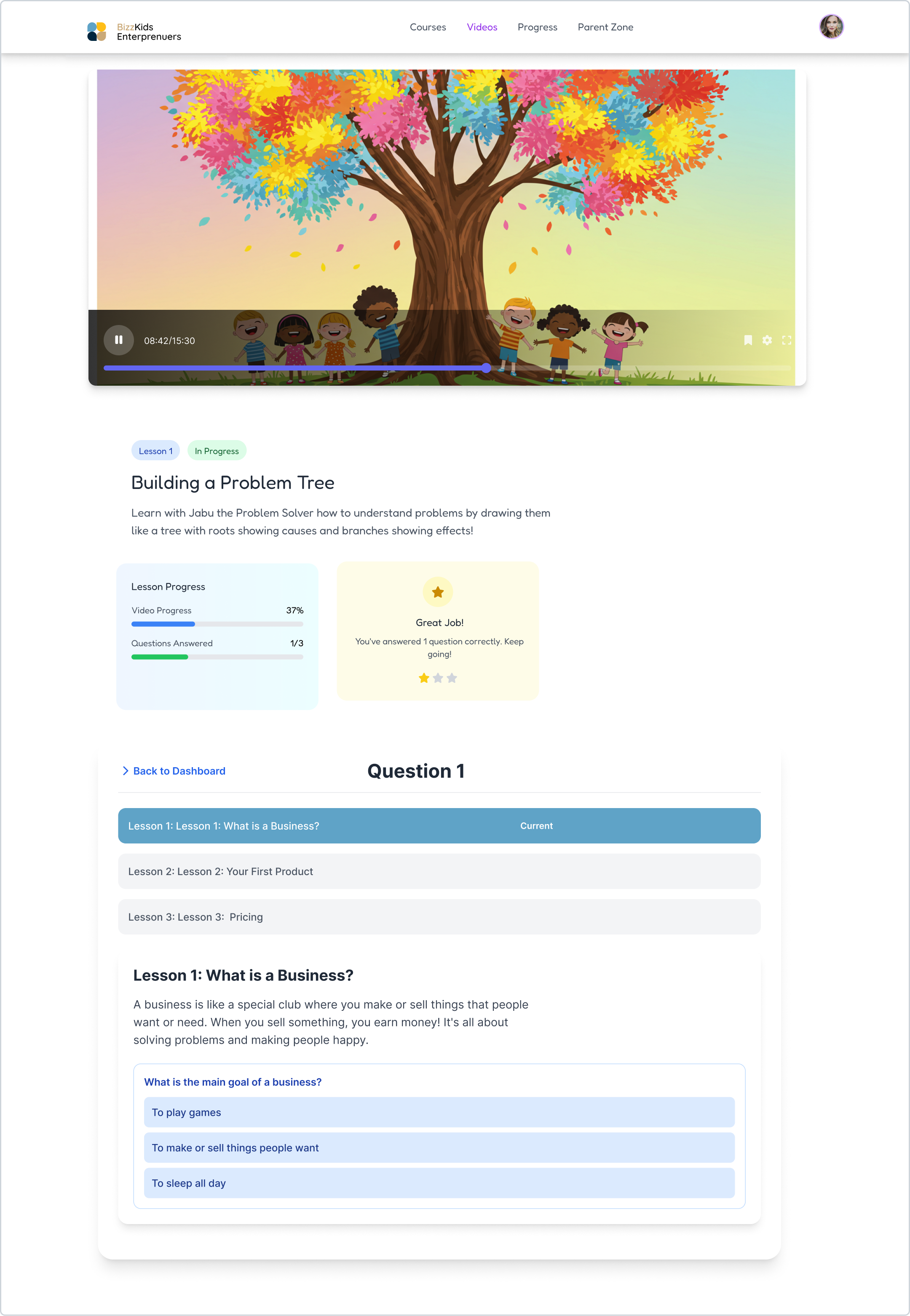 WonderKids problem tree activity